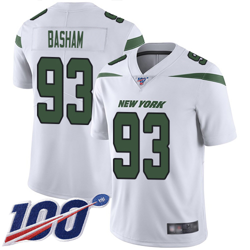 New York Jets Limited White Men Tarell Basham Road Jersey NFL Football #93 100th Season Vapor Untouchable->women nfl jersey->Women Jersey